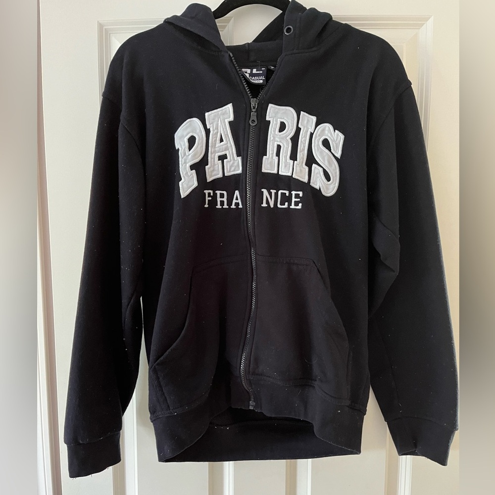 Navy Paris, France Zip-up Sweatshirt
